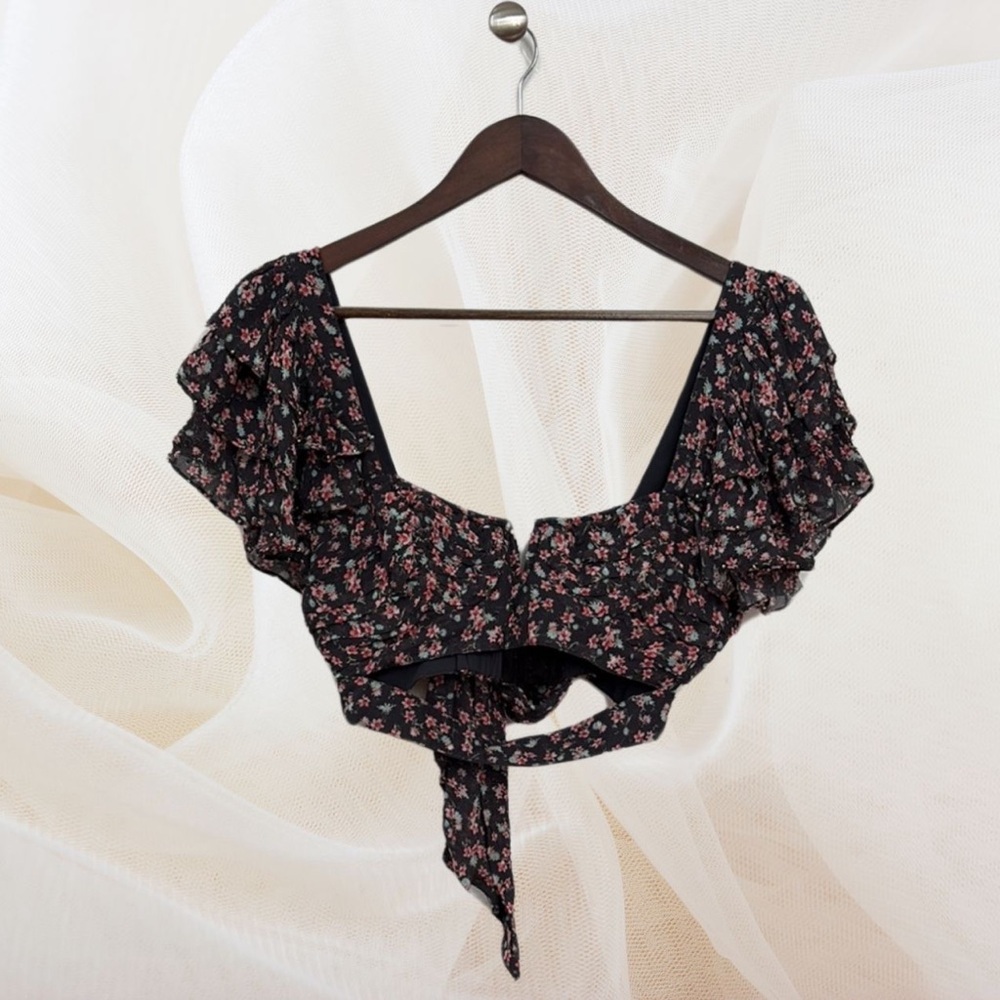 Lovers and Friends Sylviana Top- Floral Ruffle Crop Top